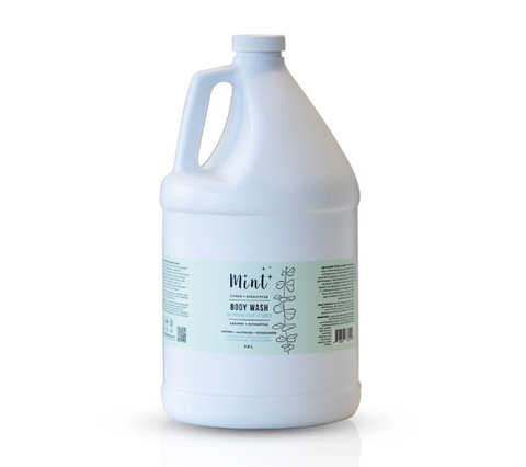 Gallon bottle of Mint Body Wash on a white background