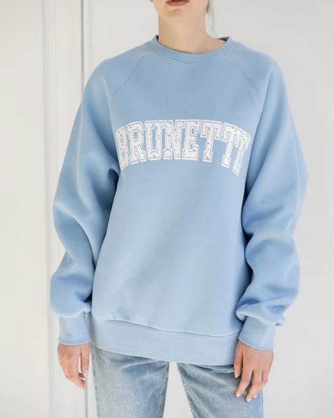 Varsity Brunette | Blue w/Florals