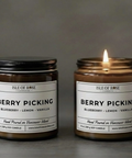 Two candles labeled 'Berry Picking' by Isle of Rose on a gray background.