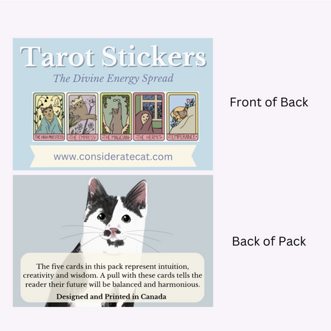 5 Pack Cat Tarot Stickers - Divine Energy Spread