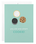 Greeting card with cookie illustrations and text on a light blue background