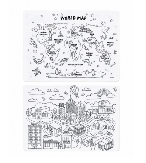 Magic Colouring Mat | Worldmap and Cityscape