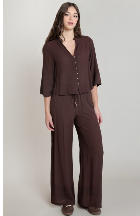 Flowy Wide Leg Pant | Dark Chocolate