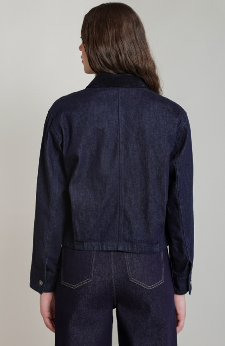 Corduroy Collar Denim Jacket | Indigo