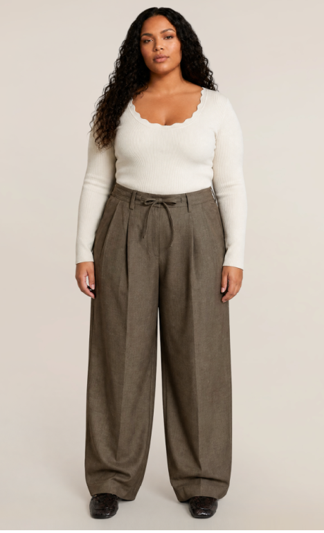 Pleat Drawstring Pant | DK Taupe