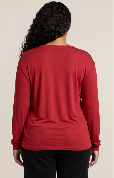 V Neck T-Shirt | Burgundy