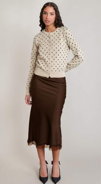 Satin Lace Skirt | Chocolate