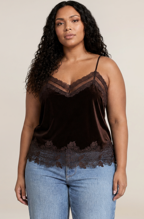 Velvet Lace Cami | Brown