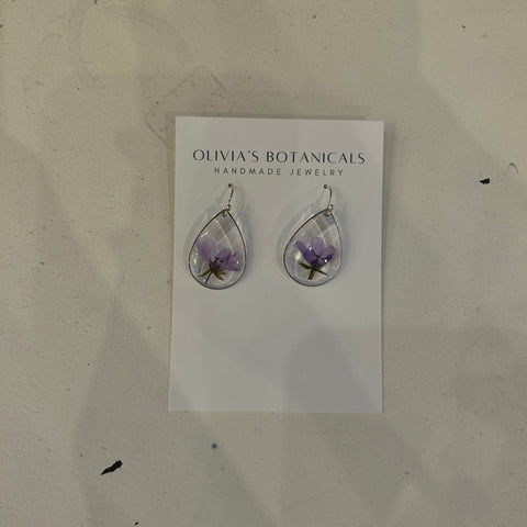 Silver Teardrop Earrings | Purple