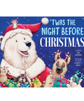 Book cover of 'Twas the Night Before Christmas with a polar bear and other animals on a blue background