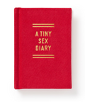 Red diary with 'A Tiny Sex Diary' text on a white background