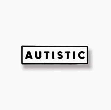 Black and white 'AUTISTIC' label on a white background
