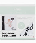Lulujo baby growth tracking set packaging on a white background