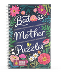 Book titled 'Bad$$ Mother Puzzler' with floral design on a white background