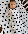 bambi and birdie, sleep sack, black heart