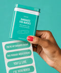 teal coloured tin of bandaids for nurses funny sayings