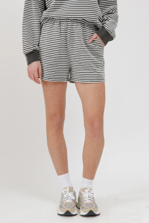 fashion spring brunette shorts striped