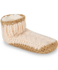 Knitted slipper with fur lining on a white background