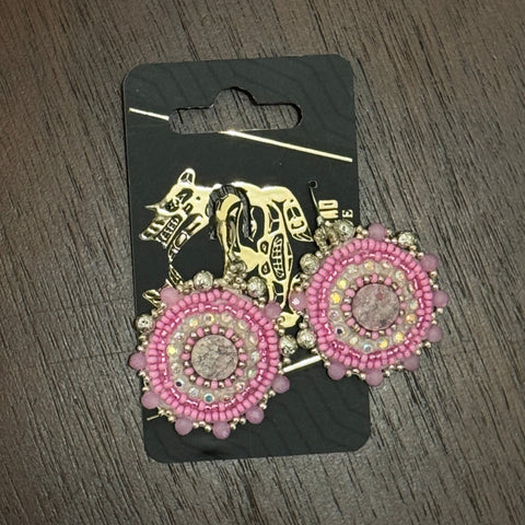coastal, bead, collective, artisan, earrings, pink, crystal, drop