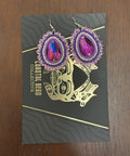 coastal, bead, collective, crystal, drop, earrings, purple