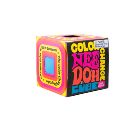 Color Changing Doh Cube packaging with colorful text on a white background