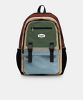 colourblock backpack blue tan green
