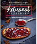 Book cover of 'Artisanal Preserves' with a spoonful of jam and a jar of jam on a dark surface.