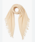 Beige scarf with fringes on a white background
