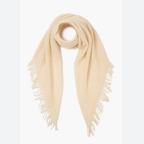 Beige scarf with fringes on a white background