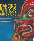 Book cover of 'Dancing with Our Ancestors' featuring a stylized face and blue background.