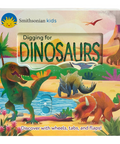 Children's book cover titled 'Digging for Dinosaurs' with colorful dinosaurs and Smithsonian Kids logo.
