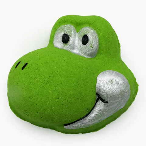 Green frog-shaped object with a white background