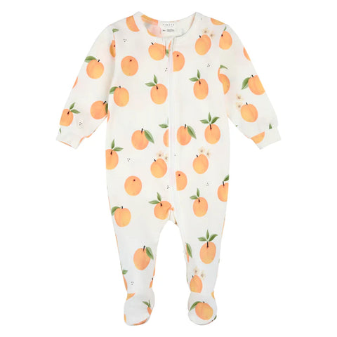 Peach Print Off-White Footed Sleeper