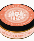Shave soap container with 'Educated Beards' branding on a white background