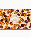 Chocolate bar with coffee bean design and 'Alicja Confections' branding on a white background