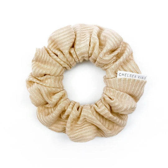 CHELSEA KING - FRENCH RIBBED NUDE BLUSH SCRUNCHIE