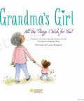 Book cover of 'Grandma's Girl: All the Things I Wish for You' with illustration of a woman and child holding hands.