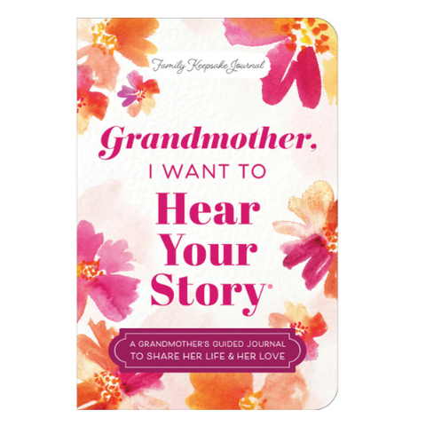 Book titled 'Grandmother, I Want to Hear Your Story' with floral design on a white background