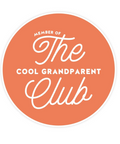 Circular sticker with 'Member of The Cool Grandparent Club' text on a white background