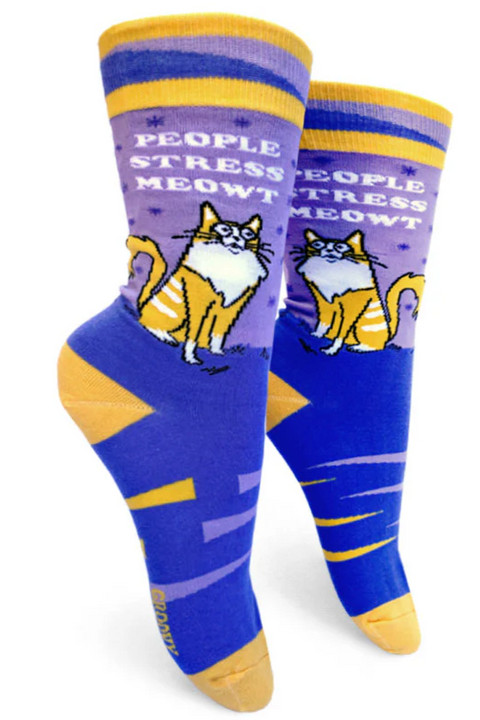 groovy, things, socks, people, stress, meowt, womens