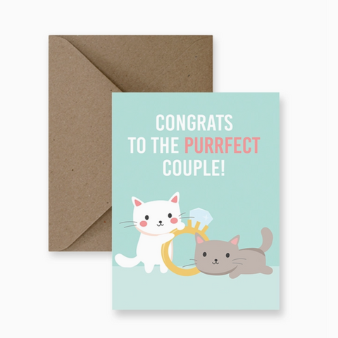 impaper congrats to the purrfect couple wedding card
