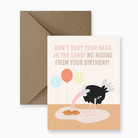 impaper ostrich hiding birthday card