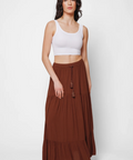 koy resort miami tiered boho maxi skirt espresso
