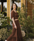 koy resort miami tiered boho maxi skirt espresso