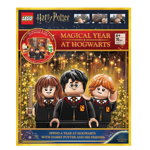 LEGO Harry Potter set packaging with characters and festive design