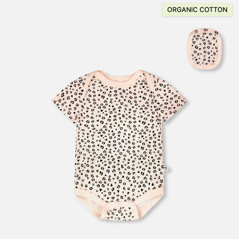Deux Par Deux | Evolutive Organic Cotton Jersey Onesie Peach Animal Print