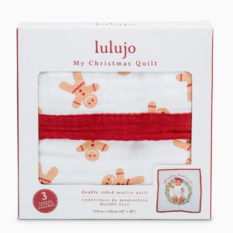 Lulujo Christmas quilt packaging with gingerbread men design
