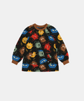 multi coloured monsters on a waterproof childrens art smock