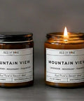 Two 'Isle of Rose' candles labeled 'Mountain View' on a gray background