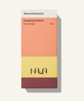 Natural deodorant packaging with 'Nua' brand on a white background